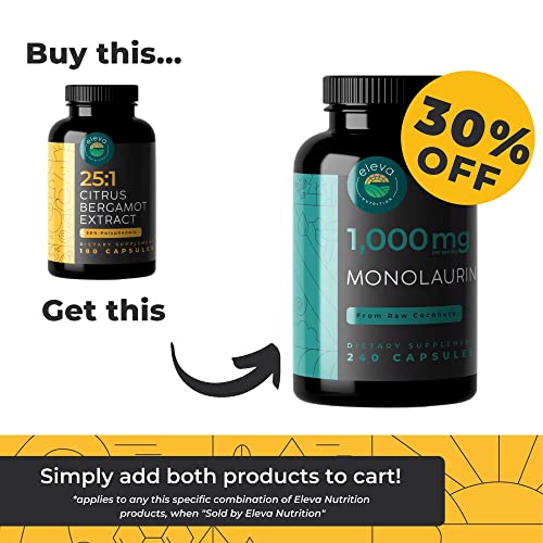 Citrus Bergamot Extract 1000mg Capsules Contains 25:1 Citrus Bergamont, 50% Polyphenols Extract and Black Pepper Natural Formula is Vegan and Non-GMO 180 Capsules