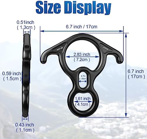 50KN Rescue Figure, 8 Descender Large Bent-Ear Belaying and Rappelling Gear Belay Device Climbing for Rock Climbing Peak Rescue 7075 Aluminum Alloy
