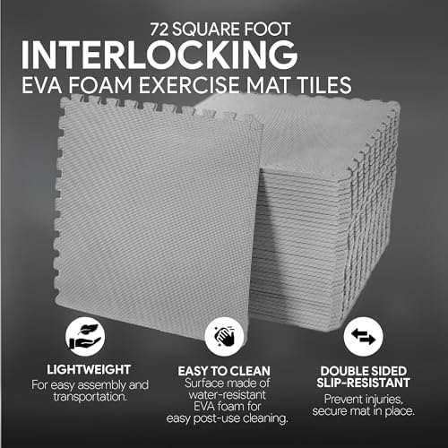 BalanceFrom Puzzle Exercise Mat with EVA Foam Interlocking Tiles for MMA, Exercise, Gymnastics and Home Gym Protective Flooring, Multiple Sizes and Colors