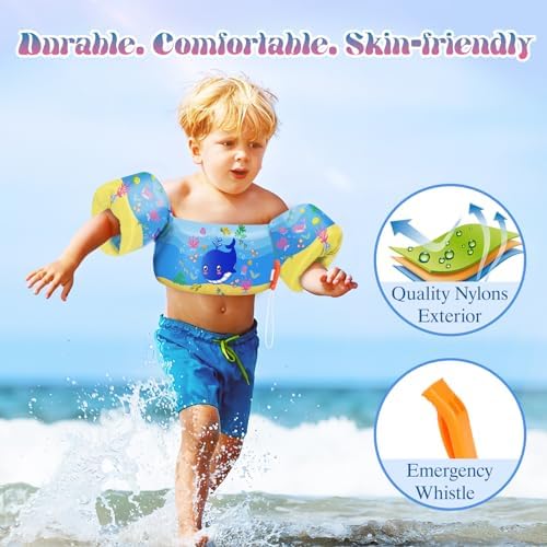HeySplash Swim Vest for Kids, Toddler Pool Floaties Fit 20-50/70 Lbs, Children Swimming Vest with Adjustable Strap, Swim Jacket Water Wing Arm Float, Puddle Sea Beach Boat Jumper Boy Girl Baby
