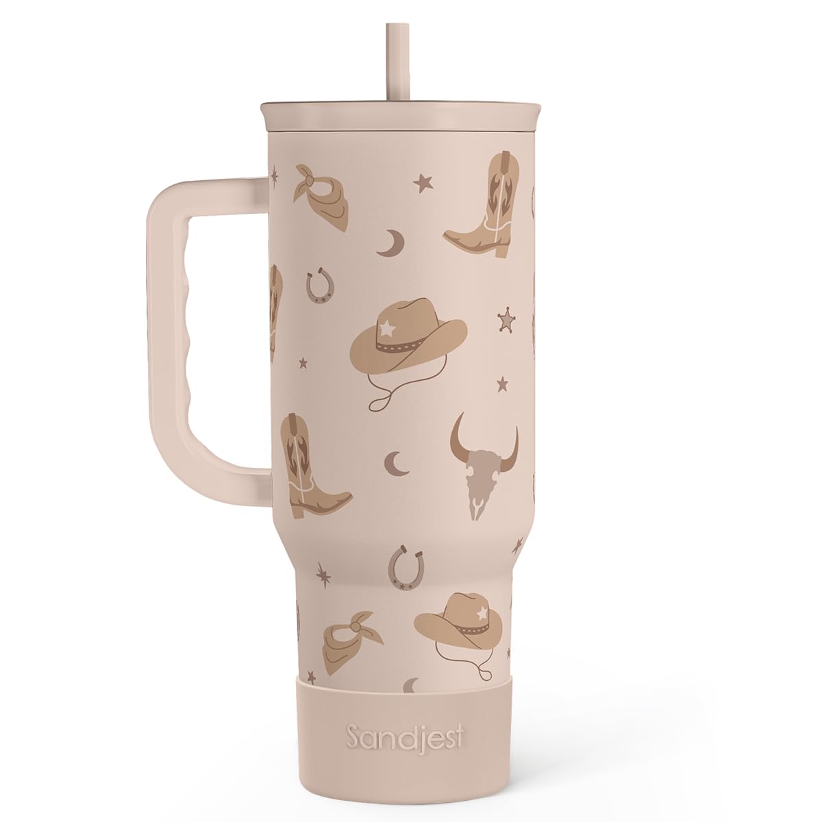 Cowgirl Tumbler 40oz for Women Girls – Stainless Steel Travel Coffee Mug Cup with Handle and Straw, Gift for Birthday Christmas