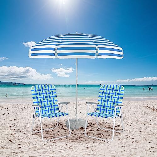 VINGLI Oversized Patio Lawn Chairs Folding 1 Piece, Webbed Folding Chair Outdoor Beach Chair Portable Camping Chair for Yard, Garden (Blue, Oversized)
