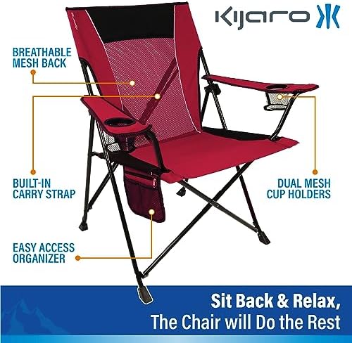 Kijaro Dual Lock Portable Camping Chairs - Versatile Folding Chair, Sports Chair, Outdoor Chair & Lawn Chair - Dual Lock Feature Red Rock Canyon