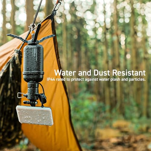 ELECOM NESTOUT Outdoor Camping LED Panel Flashlight w/ Mini Tripod, Dimmable USB Powered LED Light, IP44 Water Dust Resistant, 30-1000 Lumen, Portable Lantern for NESTOUT Power Bank, Beige (Flash-1)
