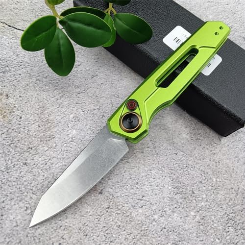 6.7in EDC Pocket Folding Knife, Assisted Button lock knife Knife for Men, 8Cr13Mov Blade, Aviation Aluminum Green Handle with Belt Clip, Portable for Camping Survival