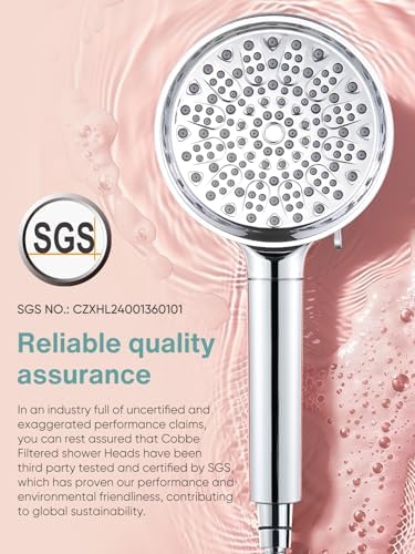 Cobbe Filtered Shower Head with Handheld, High Pressure 6 Spray Mode Showerhead with Filters, Water Softener Filters Beads for Hard Water - Remove Chlorine - Reduces Dry Itchy Skin, Chrome