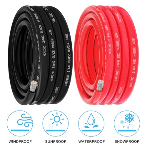 2 Gauge Maine Wire Include 2 Gauge 20FT Black & 20FT Red,2AWG Marine Grade Wire Oxygen-Free Tinned Copper Electrical Cable for Boat Automotive RV Camper Trailer Speaker Lighting Outdoor
