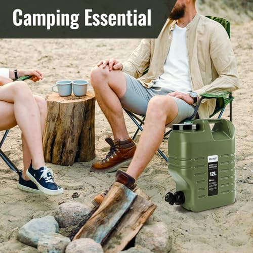 3.2 Gallon Camping Water Jug with Spout, GIGYES No Leakage Food Grade Camping Water Tank with Spigot for Picnic, BBQ Supplies