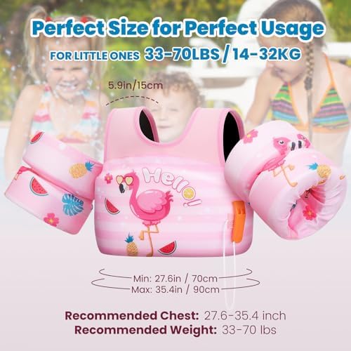 HeySplash Swim Vest for Kids, Toddler Pool Floaties Fit 20-50/70 Lbs, Children Swimming Vest with Adjustable Strap, Swim Jacket Water Wing Arm Float, Puddle Sea Beach Boat Jumper Boy Girl Baby