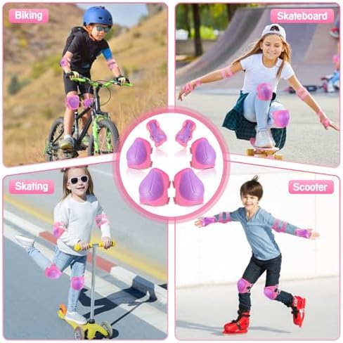 Kids Protective Gear Set Knee Pads for Kids 3-14 Years Toddler Knee and Elbow Pads with Wrist Guards 3 in 1 for Skating Cycling Bike Rollerblading Scooter
