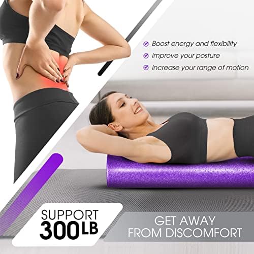 Yes4All High-Density Round Back Roller Foam, Exercise Foam Roller for Yoga, Pilates & Stretching - 12, 18, 24, 36 inch