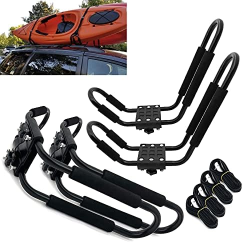 Taelakeni 2 Pairs Kayak Carrier Racks, Universal Cars Kayak Roof J Bar Rack