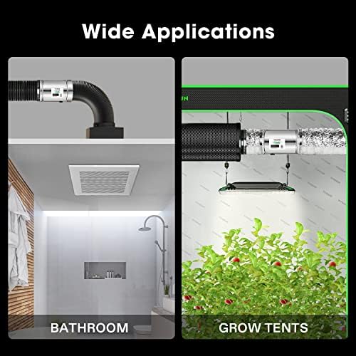 VIVOSUN 8 Inch Inline Duct Fan 420 CFM, HVAC Exhaust Ventilation Fan with Low Noise for Basements, Bathrooms, Kitchens and Attics, Silver