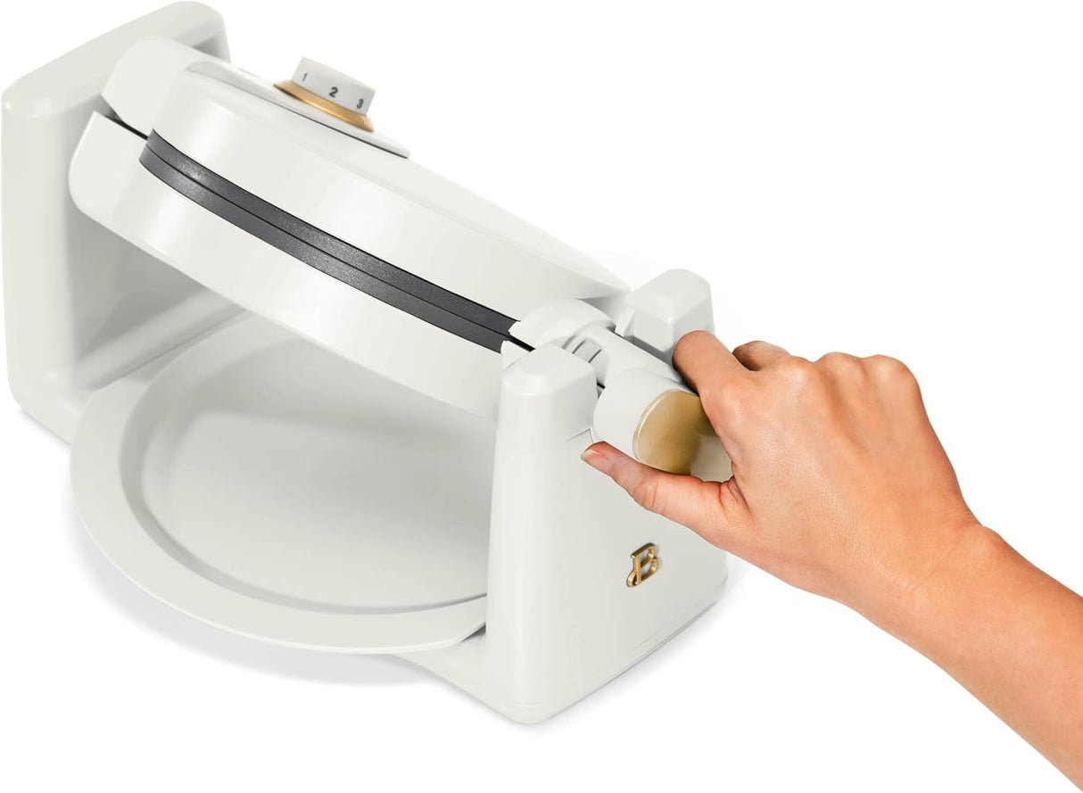 Beautiful Rotating Belgian Waffle Maker, White Icing by Drew Barrymore Makes 1-Inch Thick Waffles, Stainless Steel (White Icing)