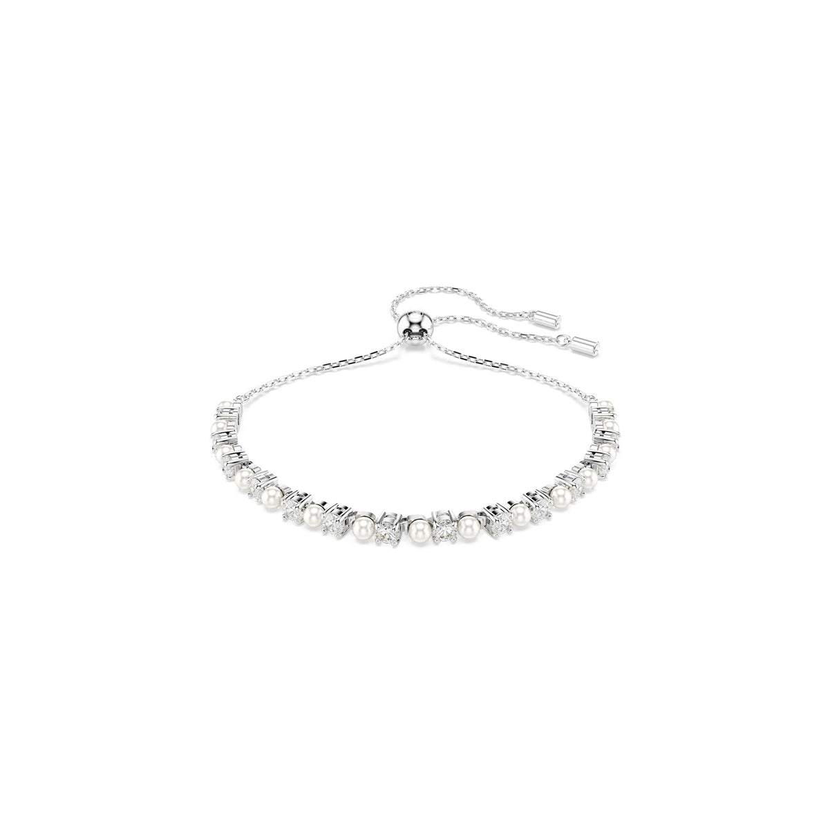 Swarovski Matrix Bracelet, Crystal Pearl, Round Cut, Clear, Rhodium Finished