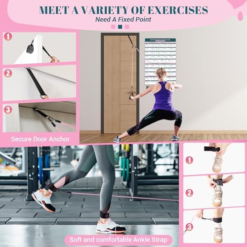 Pilates Bar Kit with Resistance Bands, Multifunctional Yoga Pilates Bar with Heavy-Duty Metal Adjustment Buckle, Portable Home Gym Pilates Resistance Bar Kit for Women Full Body Workouts