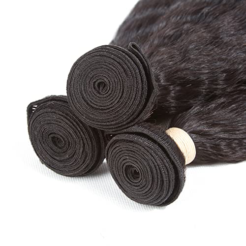 Kerriana Yaki Human Hair Bundles 100% Unprocessed Brazilian 3 Bundles 14 16 18 inch Kinky Straight for Black Women