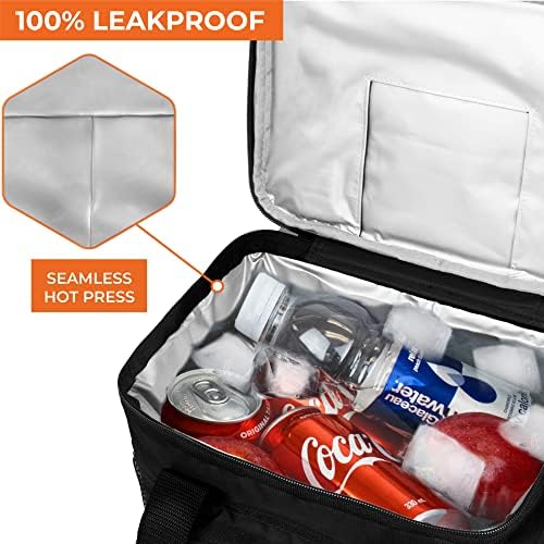 OPUX Soft Cooler Bag, Insulated Collapsible Lunch Cooler Bag for Men Work Camping Beach Travel, Portable Soft Sided Leakproof Waterproof Large Lunch Bag Box with Shoulder Strap 18 Cans, Black