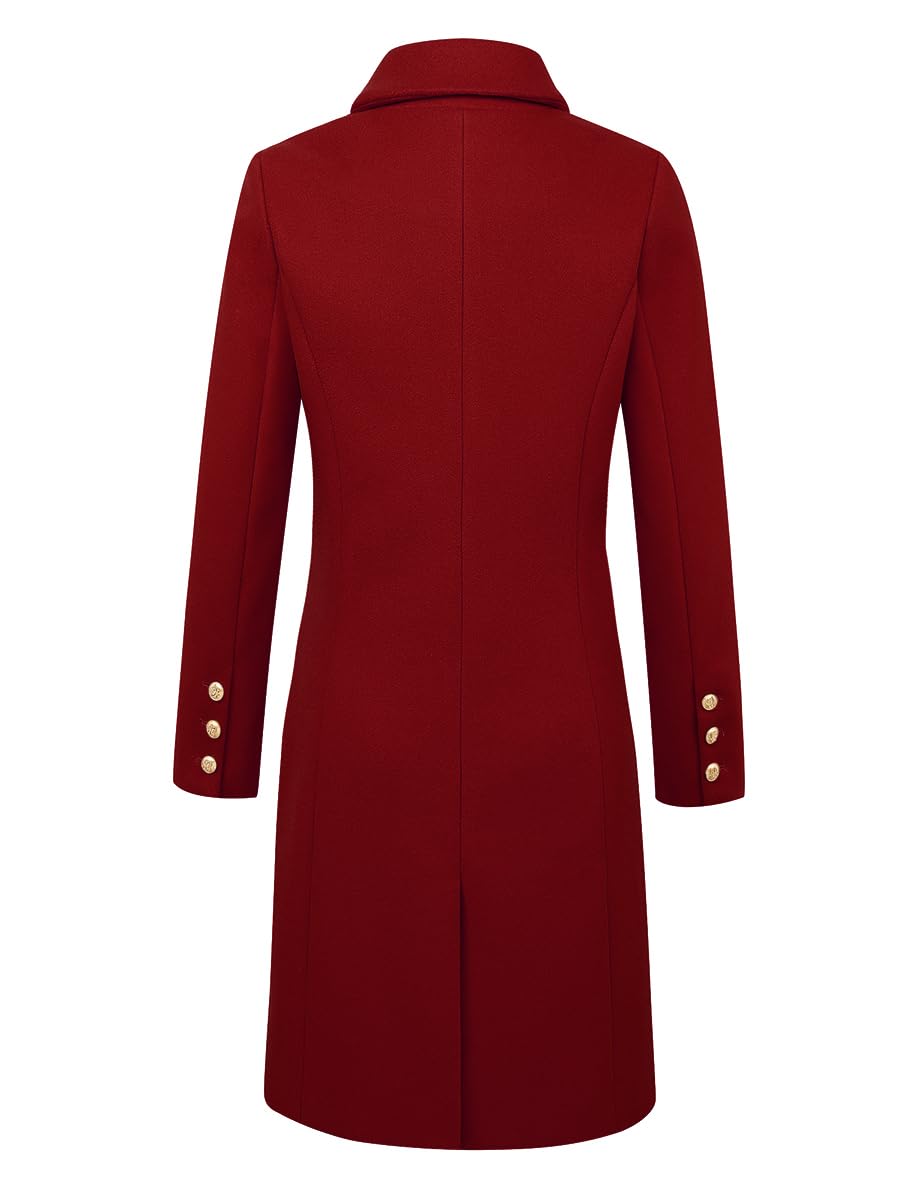 IDEALSANXUN Christmas Outfits for Women Fall Fashion Winter Clothes Wool Coats Trench Coat Peacoat, Maple Red, M