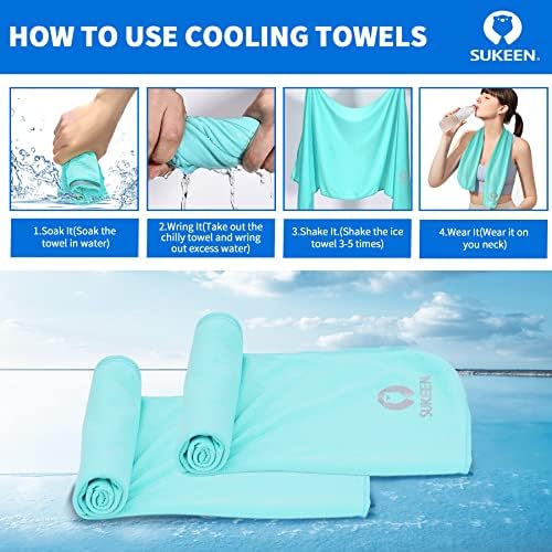 Sükeen 4 Pack Cooling Towels (40"x12"), Soft Microfiber Chilly Towel for Sport, Running, Gym, Fitness & More Activities