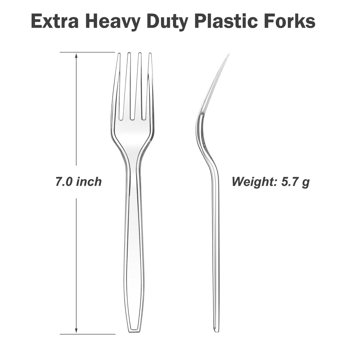 Dealusy 360 Count Extra Heavy Duty Clear Plastic Forks Disposable