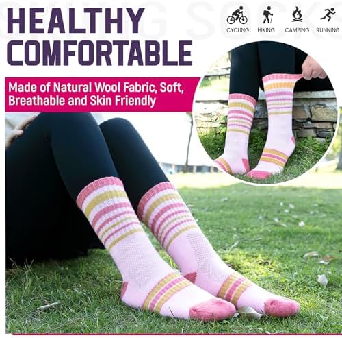 DoSmart Merino Wool Hiking Socks for Women Thermal Winter Warm Moisture Wicking Boot Work Cushion Gift Socks 5 Pairs