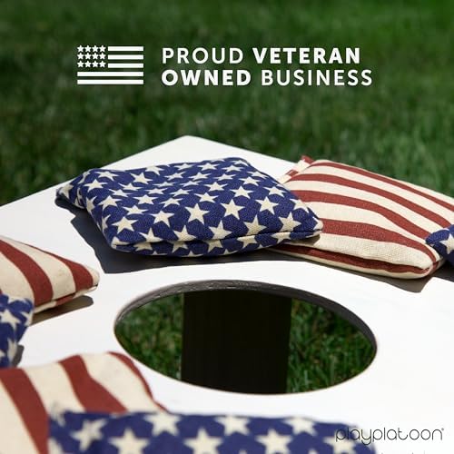 Play Platoon Cornhole Bags Weather Resistant- Set of 8 Regulation Bean Bags for Tossing- Official Professional Size & Weight Corn Hole Bags Two Color All Weather Cornhole Beans Bag Set with Tote Bag