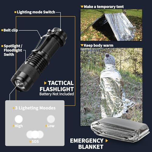 Gifts for Men Him Dad, Survival Kits and Equipment 14 Pcs, Christmas Stocking Stuffers, Anniversary Birthday Gifts for Husband Boyfriend Guy, Camping Essentials, Cool Gadgets for Men