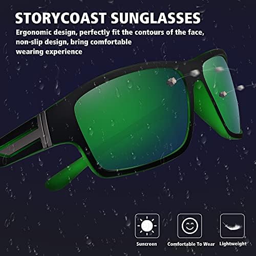 STORYCOAST Polarized Sports Sunglasses for Men Women Unbreakable Frame Cycling Fishing Driving