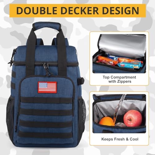 Tactical Backpack Cooler,Lunch Backpack for Men Adults Work with Handle,Soft Cooler Backpack Insulated Waterproof Leak Proof
