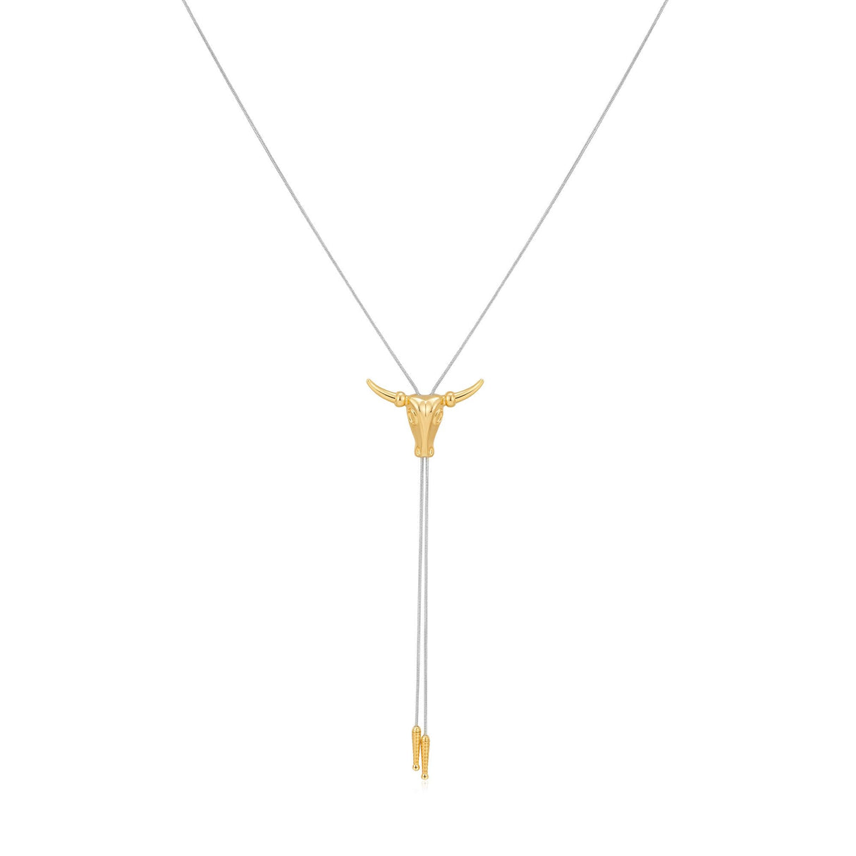 NEPULOY Western Cowgirl Two Tone Bull Head Necklace for Women Rodeo Jewelry