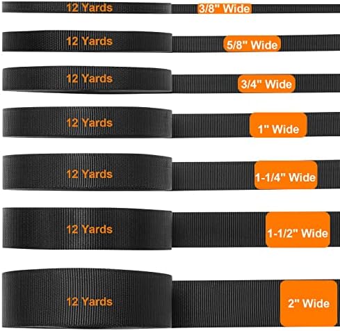 Heavy Duty Nylon Webbing Strap 12 Yards, Heavyweight Nylon Straps, Flat Webbing Strapping for Outdoor DIY Gear Repair