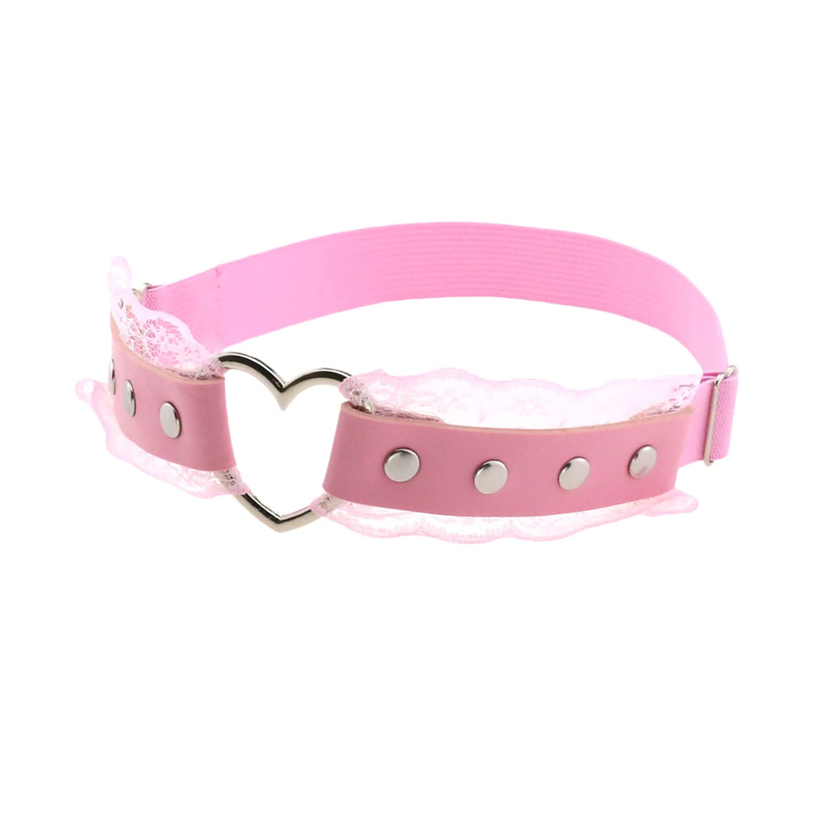 UnderYours 2Pcs Adjustable Lace Heart-Shaped Thigh Garter, Elastic Leg Garters for Women, Pink