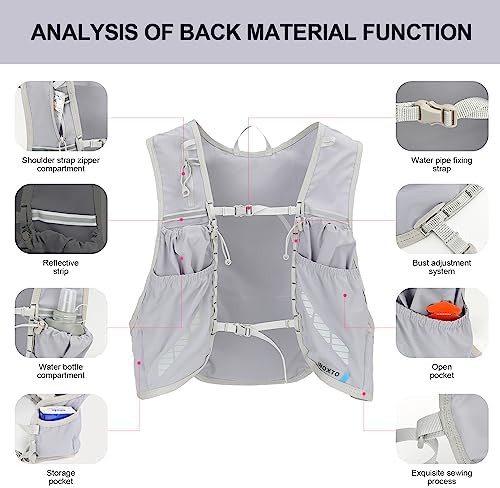INOXTO Running Hydration Vest Backpack,Lightweight Insulated Pack with 1.5L Water Bladder Bag Daypack for Hiking Trail Running Cycling Race Marathon for Women Men