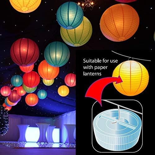 Paper Lantern Battery Operated Remote Hanging LED Lights with Hook - Super Bright RGB White Warm White, 15 Days Standby, 36 Hours Constant On for Tent Lighting (10 Lights + 2 Remotes)