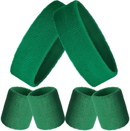 Bememo 6 Pcs Neon Sports Sweatbands Set Paris Sports Competitions Sweatbands 2 Headband 4 Wristbands Breathable Terry Cloth Athletic Bands for Basketball Tennis Costumes Cosplay