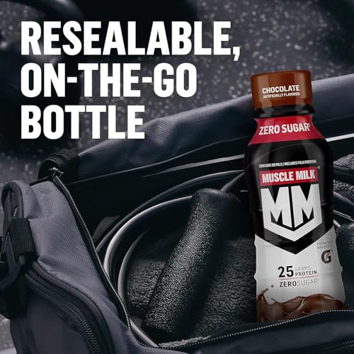 Muscle Milk Genuine Protein Shake, Cookies and Creme, 11.16 Fl Oz Bottle, 12 Pack, 25g Protein, Zero Sugar, Calcium, Vitamins A, C & D, 4g Fiber, Energizing Snack, Workout Recovery, Packaging May Vary