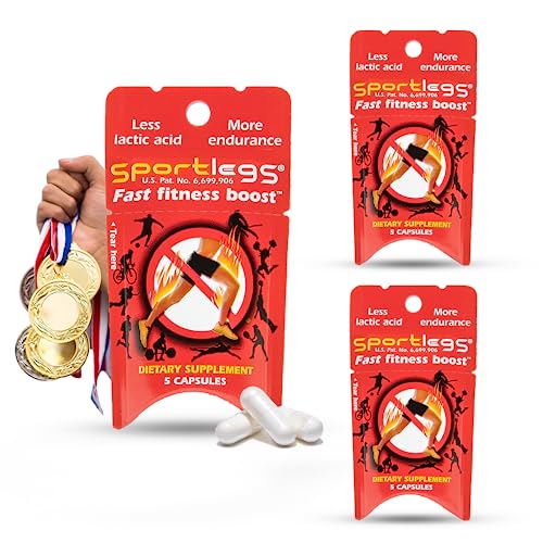 SPORTLEGS Fast Fitness Boost Pre-Workout Lactic Acid Supplement, 5-Cap Packet, Trial Pack of 3