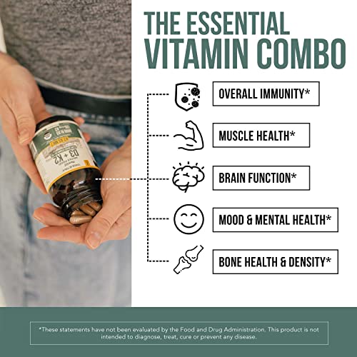 Organic Plant D3 + K2 | 5000 iu D3 + 120 mcg K2 as All-Trans MK7 from MenaQ7® - 100% Whole Food, Raw & Vegan | Enhanced Digestion with Prebiotic & Superfood Complex – D3 from Organic Algae (60 Count)