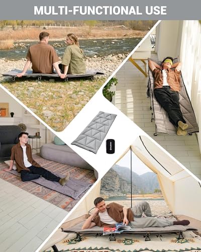 KingCamp Cot Pad Topper for Camping, Soft Warm Non-Slip Cot Mattress, Comfortable Lightweight Sleeping Mat for Outdoor & Indoor, Picnic, Hiking, Backpacking, Yoga