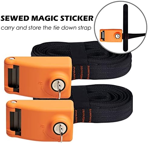 Lovinouse 2025 Upgraded 2 Pack Lockable Tie Down Strap, with 3 Stainless Steel Cables, for Lashing Locking Kayak, Bike, Surfboard, 10 Feet Each