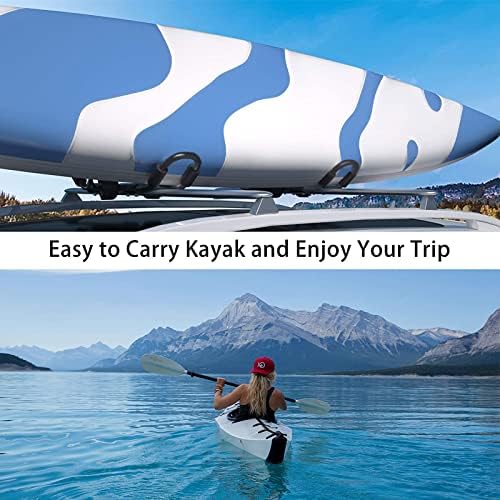 XGeek Kayak Roof Rack 4-in-1 for Kayak, Surfboard, Canoe and Ski Board Rooftop Mount Carrier Folding Adjustable Bilateral J-Style Rack on SUV, Car and Truck