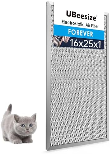 UBeesize 16x25x1 Reusable Electrostatic Air Filter HVAC AC Furnace Filter,MERV 8,Washable, Lasts a Lifetime,Permanent Air Filter,Breathe Fresher,Home And Office(Actual Size:15.5x24.65x0.82 Inch)