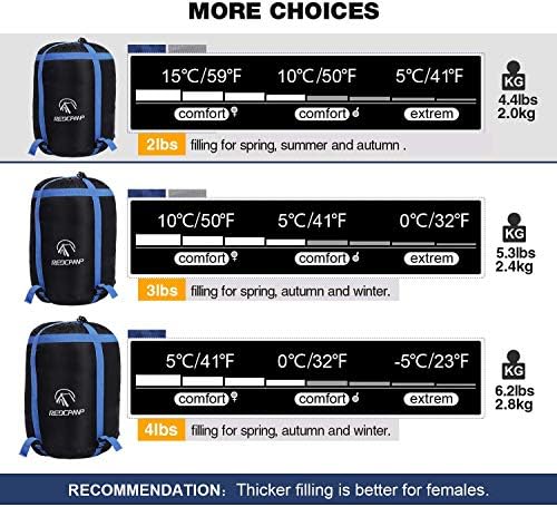 REDCAMP Flannel Sleeping Bag for Adults, Comfortable Cotton Sleeping Bags for Camping with Detachable Hood, Red/Grey/Blue