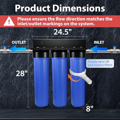 iSpring Whole House Water Filter System, Reduces Iron, Manganese, Chlorine, Sediment, Taste, and Odor, 3-Stage Iron Filter Whole House, Model: WGB32BM