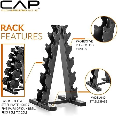 CAP Barbell Dumbbell Set with Rack | Multiple Options in 150lbs and 210lbs