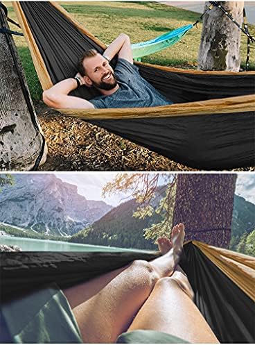 Camping Hammock Double & Single Portable Hammocks Ultralight Nylon Parachute Hammocks with 2 Tree Straps for Backpacking, Travel, Beach, Backyard, Camping, Hiking (Medium, Camouflage)