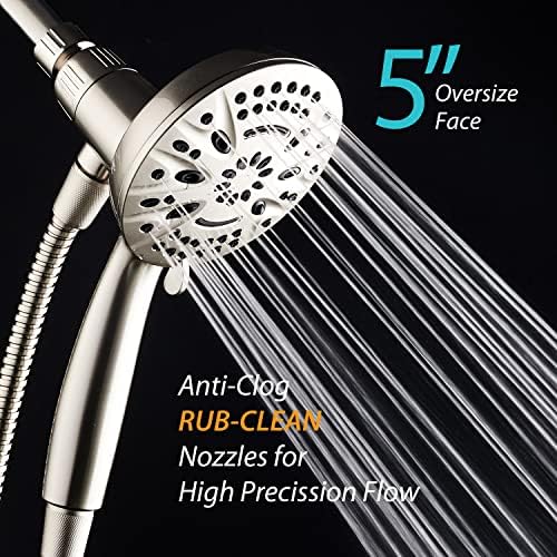 AquaDance New Magnetic Guidance Docking System - High-Pressure 8-setting Handheld Shower Head with Giant 5 inch Face, Magnetic Bracket, Extra-long 72 inch Stainless Steel Hose/All Nickel Finish