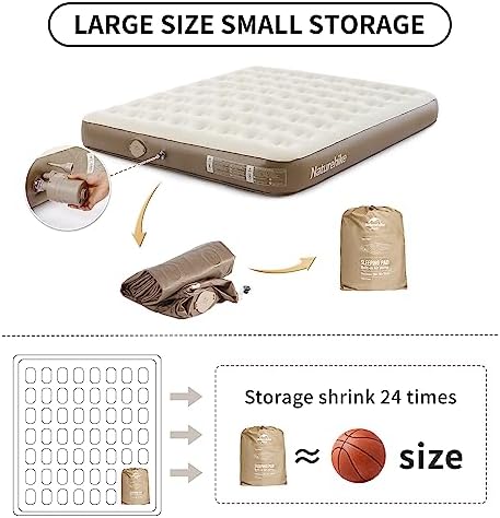 Naturehike Compact King Size Air Mattress with Electric Built-in Pump, 79 * 71in Extra Wide Inflatable Mattress for Home, Camping, Guests, Travel, Formaldehyde- Free, Morning View Series