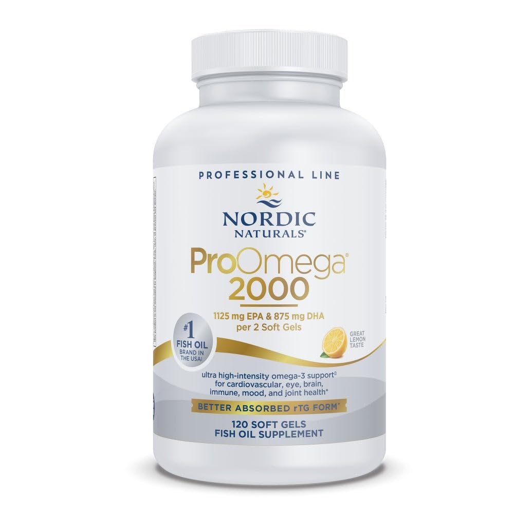 Nordic Naturals ProOmega 2000, 2150 mg, EPA & DHA Fish Oil, Lemon - 120 Count